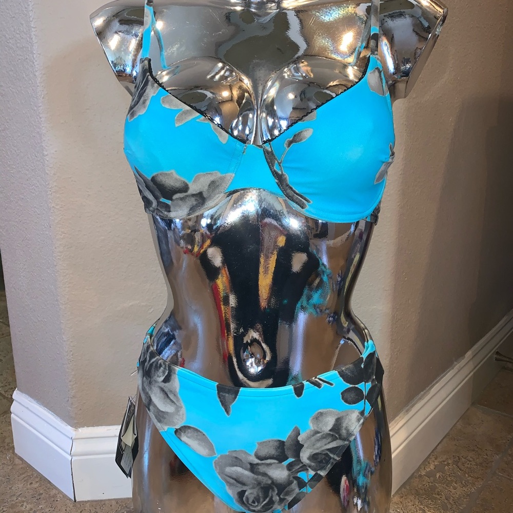 NWT Blue Mediterranean Olive Print Bikini Set